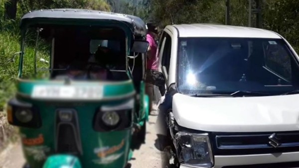 நேருக்கு நேர் மோதிய வாகனங்கள் விபத்து .! மருத்துவமனையில் மூவர் அனுமதி