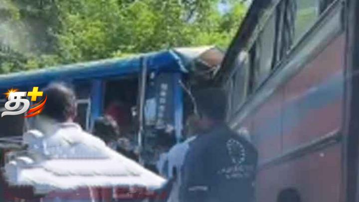 சற்று முன் 2 பேரூந்து நேருக்கு நேர் மோதி கோர விபத்து